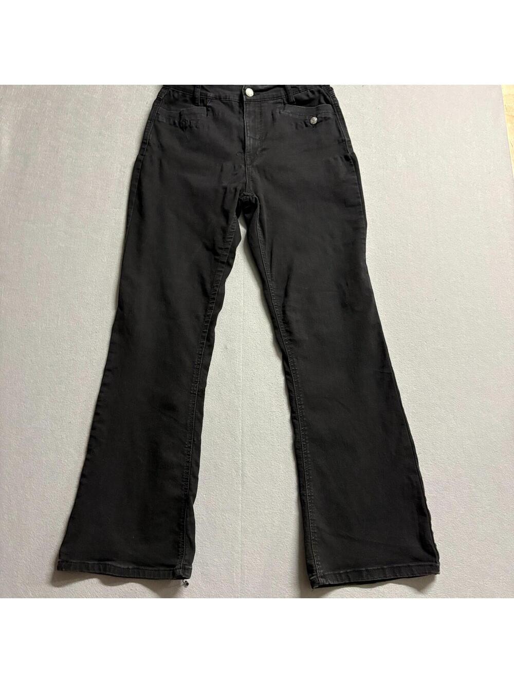 Y2K Black Flare Jeans Curve Appeal Stretch Denim Size 10/30 Fits Like 30x31